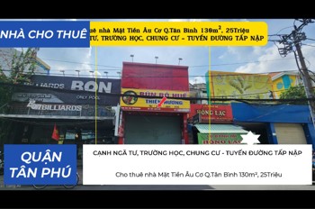Cho Thuê Nhà Mặt Tiền Âu Cơ Q.tân Bình 130M², 25Triệu, Cạnh Trường Học, Chung Cư