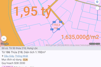 Bán Thu Hồi Vốn Lô Đất Trồng Cây Lâu Năm Giá 1,95 Tỷ
