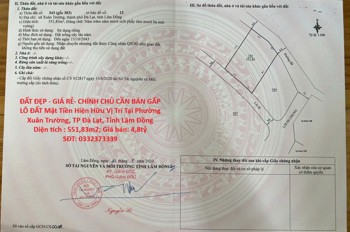 Đất Đẹp - Giá Rẻ- Chính Chủ Cần Bán Gấp Lô Đất Mặt Tiền Hiện Hữu Vị Trí Tại Tp Đà Lạt, Lâm Đồng