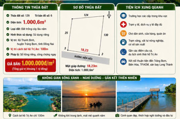 Đất Ven Hồ Trị An – Cơ Hội Đầu Tư Và Nghỉ Dưỡng Hiếm Có - Huyện Trảng Bom, Đồng Nai