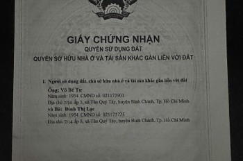 ► Chính Chủ Cần Bán Lô Đất Đẹp Tại Tân Quý Tây – Bình Chánh