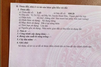 Đất Đẹp- Giá Tốt Bán Nhanh Lô Đất Đấu Giá Đắc Sở - Lô Góc Huyện Hoài Đức, Hà Nội
