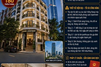 Bán Tòa Apartment Liễu Giai - Ba Đình - Ô Tô Tránh - 9 Tầng Thang Máy -Dt 180 Triệu/tháng - 105M²