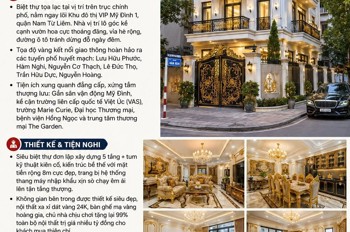 Bán Bt Đơn Lập Hàm Nghi - Mỹ Đình 1 - Trục Chính Kđt Vip - 100 M² - 5 Tầng Thang Máy - Mt 8M - Giá