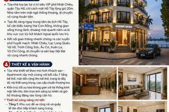 Bán Tòa Apartment Phố Nhật Chiêu - Tây Hồ - Cách Mặt Hồ Tây 20M - Lô Góc -7 Tầng Full Nội Thất 