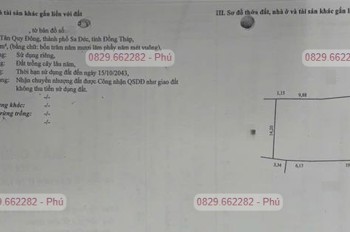 Bán Đất Thổ Cư 864M2 Sổ Hồng Nguyễn An Ninh, Tân Quy Đông, Sa Đéc. Giá 2.5 Tỷ