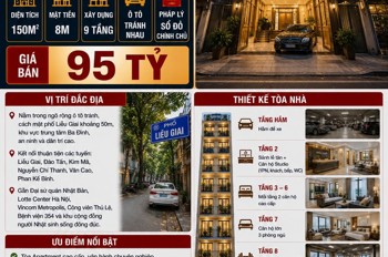 Bán Tòa Apartment Vip Liễu Giai - Ba Đình - Dt 200Tr/th, Gần Đsq Nhật - 150M2 - 9 Tầng - Mt 8M - 95