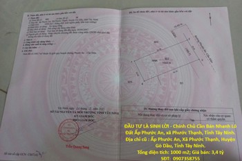 Đầu Tư Là Sinh Lời - Chính Chủ Cần Bán Nhanh Lô Đất Ấp Phước An, Xã Phước Thạnh, Tỉnh Tây Ninh