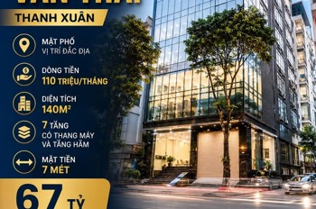 Bán Tòa Văn Phòng Hoàng Văn Thái - Thanh Xuân - Mặt Phố - Dòng Tiền 110 Triệu/tháng - 140M2 - 7