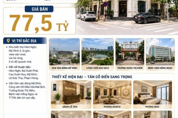 Bán Biệt Thự Mỹ Đình - Nam Từ Liêm - Lô Góc - Dt 60 Tr/th - 200M² - 5 Tầng - Mt 12M - 77,5 Tỷ