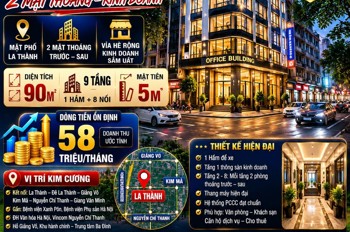 Bán Tòa Vp Mặt Phố La Thành - Ba Đình - Kinh Doanh - 90M² - 9 Tầng - Mt 5M - 58 Tỷ