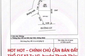 Hot Hot – Chính Chủ Cần Bán Đất Thổ Cư Xã Tu Vũ, Huyện Thanh Thủy, Tỉnh Phú Thọ