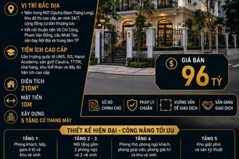 Bán Biệt Thự Ciputra - Tây Hồ - Thang Máy - 210M2 - 5 Tầng - Mt 10M - 96 Tỷ