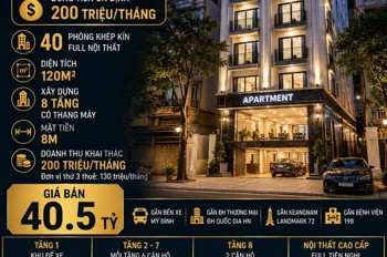 Bán Tòa Apartment Hàm Nghi - Nam Từ Liêm - 40 Phòng - Dt 200 Tr/th - 120M2 - 8 Tầng - Mt 8M - 40.5