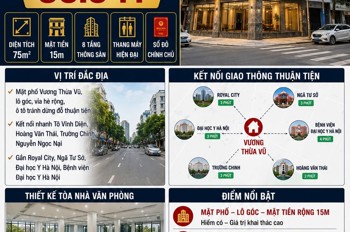 Bán Tòa Vp Mặt Phố Vương Thừa Vũ - Thanh Xuân - 75M² - 8 Tầng - Mặt Tiền 15M - 50.6 Tỷ