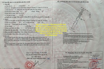 Đầu Tư Sinh Lời –Cần Bán Lô Đất Mặt Tiền Tại Đ. Cách Mạng Tháng 8, Phường 15, Quận 10, Tp. Hcm