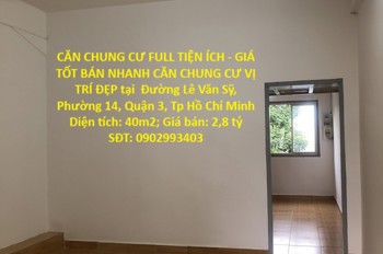 Căn Chung Cư Full Tiện Ích - Giá Tốt Bán Nhanh Căn Chung Cư Vị Trí Đẹp Tại Quận 3, Tphcm