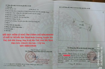 Đất Đẹp- Hiếm Có Khó Tìm Chính Chủ Bán Nhanh Lô Đất Vị Trí Đắc Địa Tại Huyện Yên Thế, Tỉnh Bắc Giang