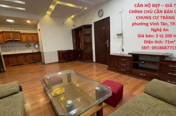 Căn Hộ Đẹp – Giá Tốt –Chính Chủ Cần Bán Căn Hộ Chung Cư Tràng An, Phường Vinh Tân, Tp. Vinh, Nghệ An