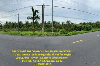 Đất Đẹp- Giá Tốt Chính Chủ Bán Nhanh Lô Đất Đầu Tư Là Sinh Lời Tại Huyện Cầu Kè, Tỉnh Trà Vinh
